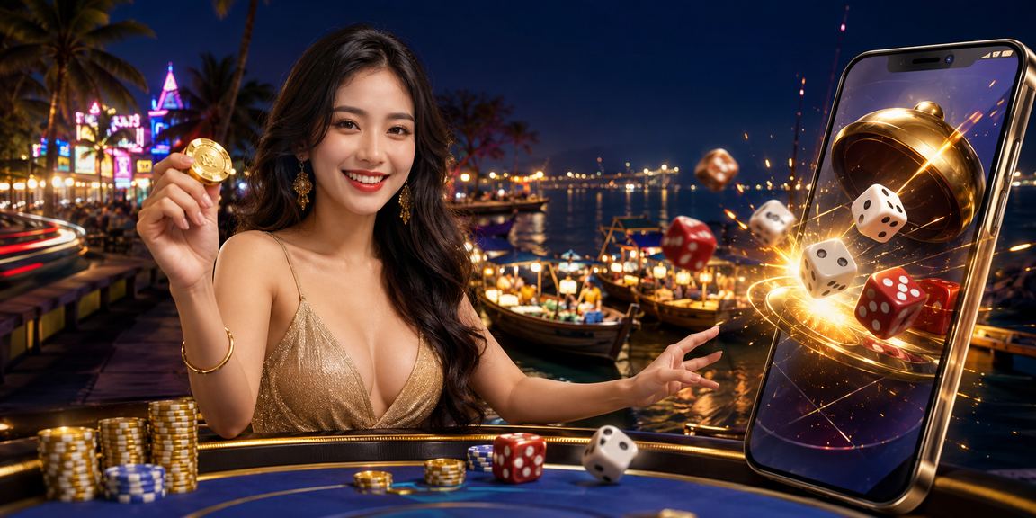 Người chơi tài xỉu trên ứng dụng di động tại bãi biển Mũi Né buổi chiều tà